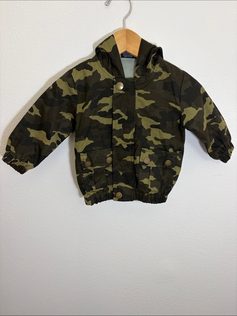 Little Bipsy Green Camo Cotton Hooded Jacket